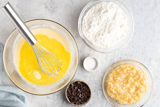 Step 2: Mixing in Butter Incorporating melted butter into mashed bananas